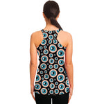 Creepy Eyeball Pattern Print Women's Racerback Tank Top