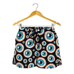 Creepy Eyeball Pattern Print Women's Shorts