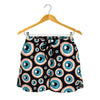 Creepy Eyeball Pattern Print Women's Shorts