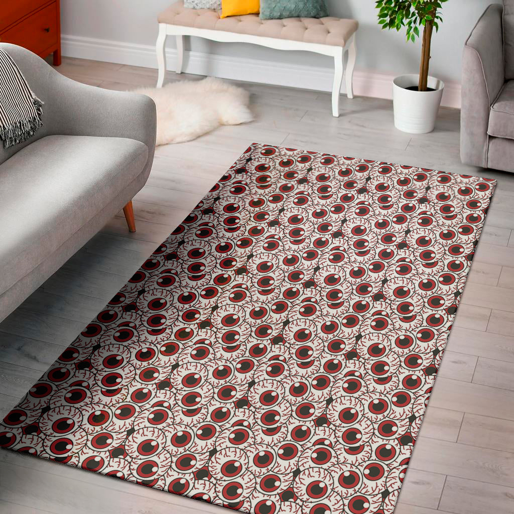 Creepy Red Eyeball Pattern Print Area Rug