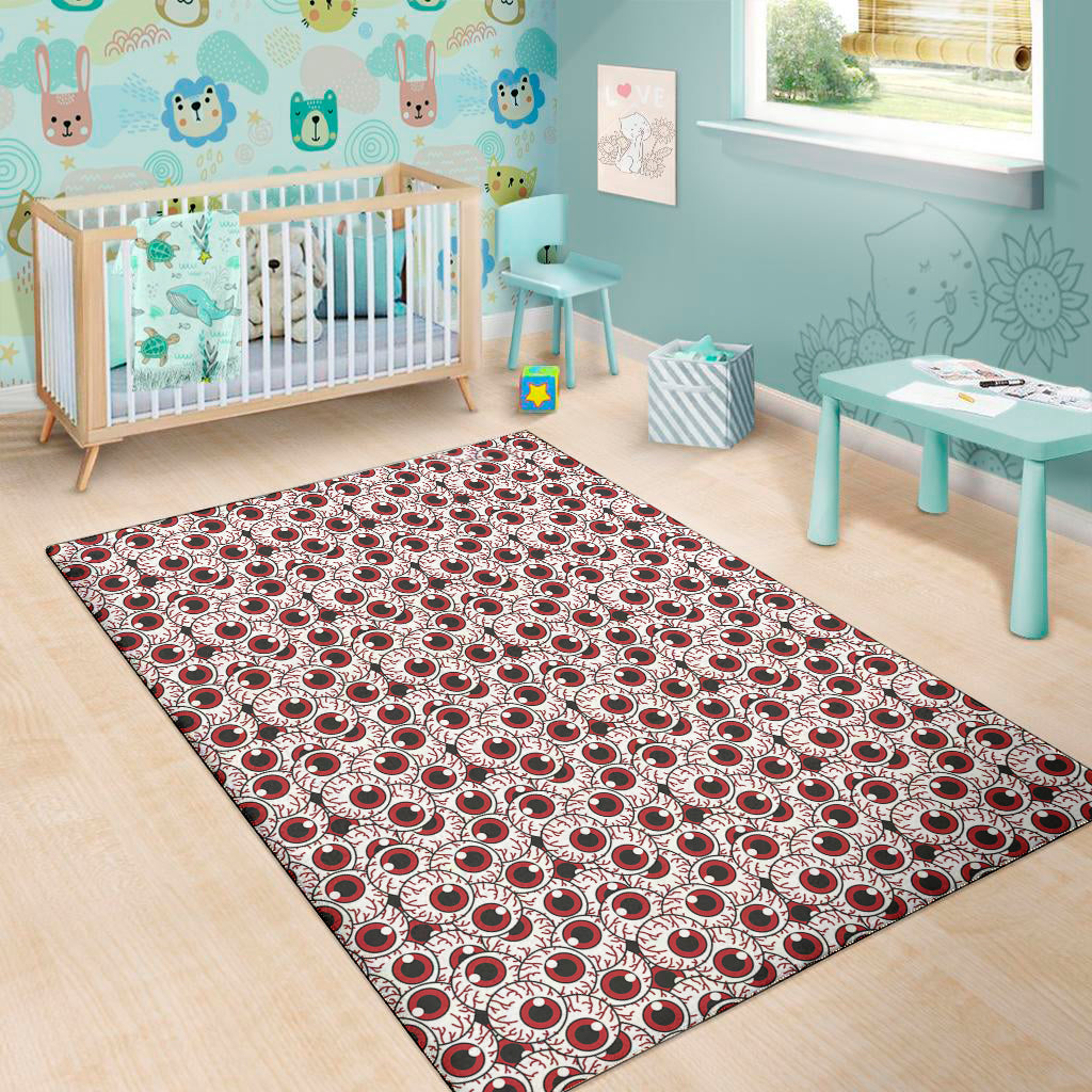 Creepy Red Eyeball Pattern Print Area Rug