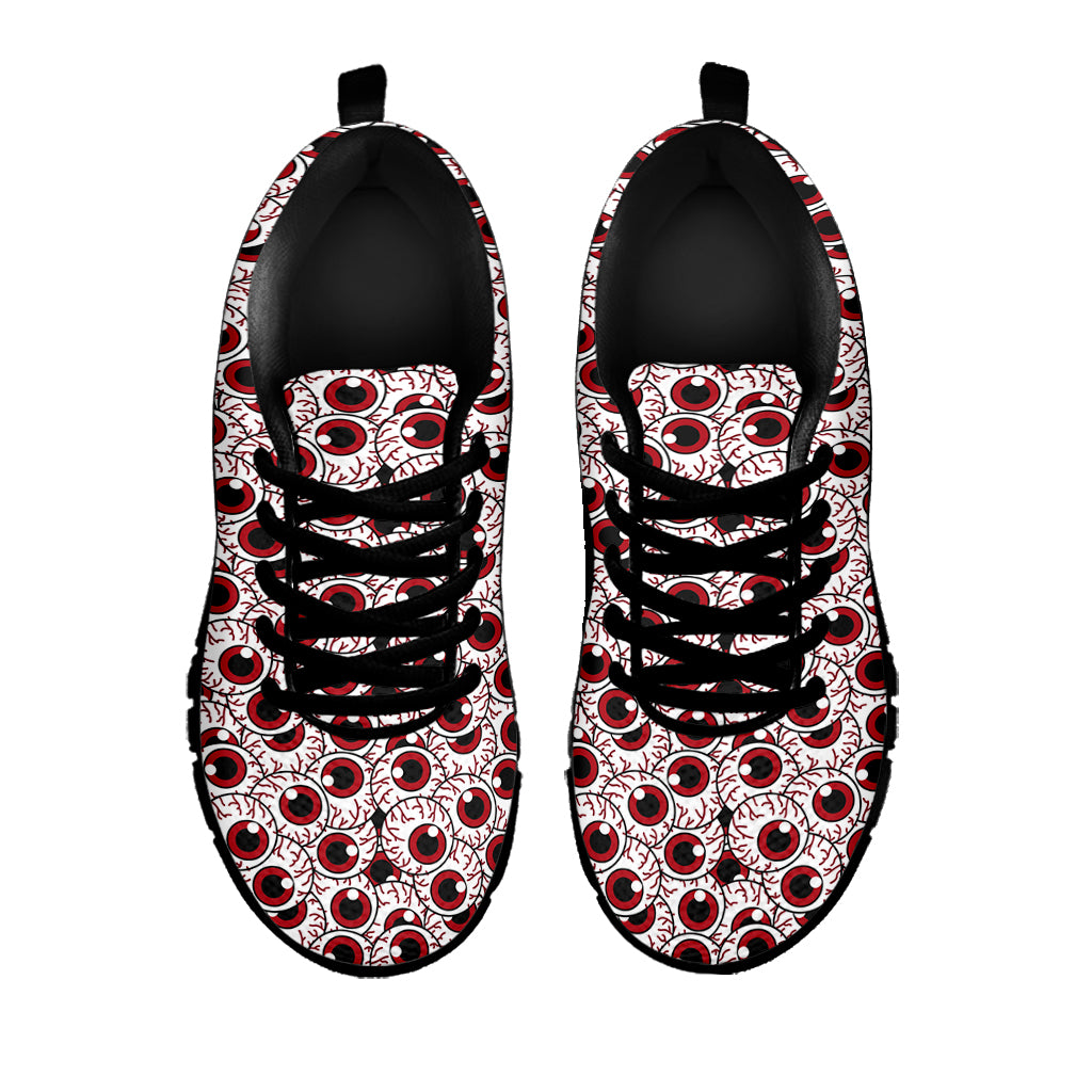 Creepy Red Eyeball Pattern Print Black Sneakers