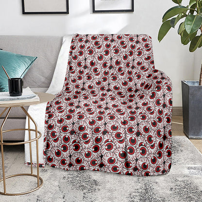 Creepy Red Eyeball Pattern Print Blanket