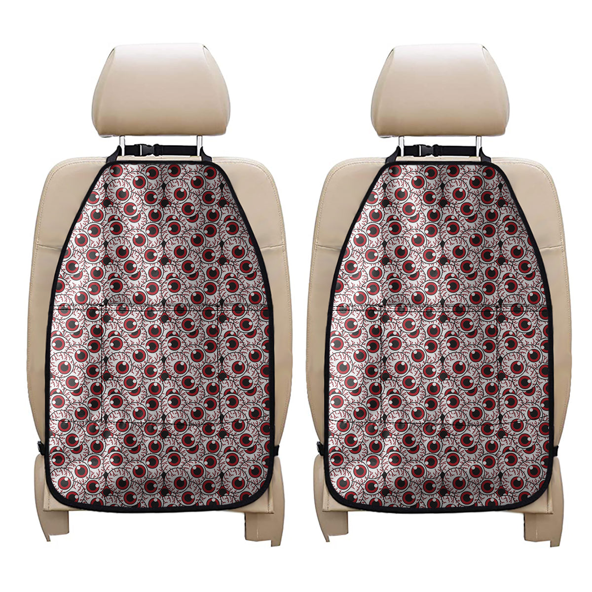 Creepy Red Eyeball Pattern Print Car Seat Organizers