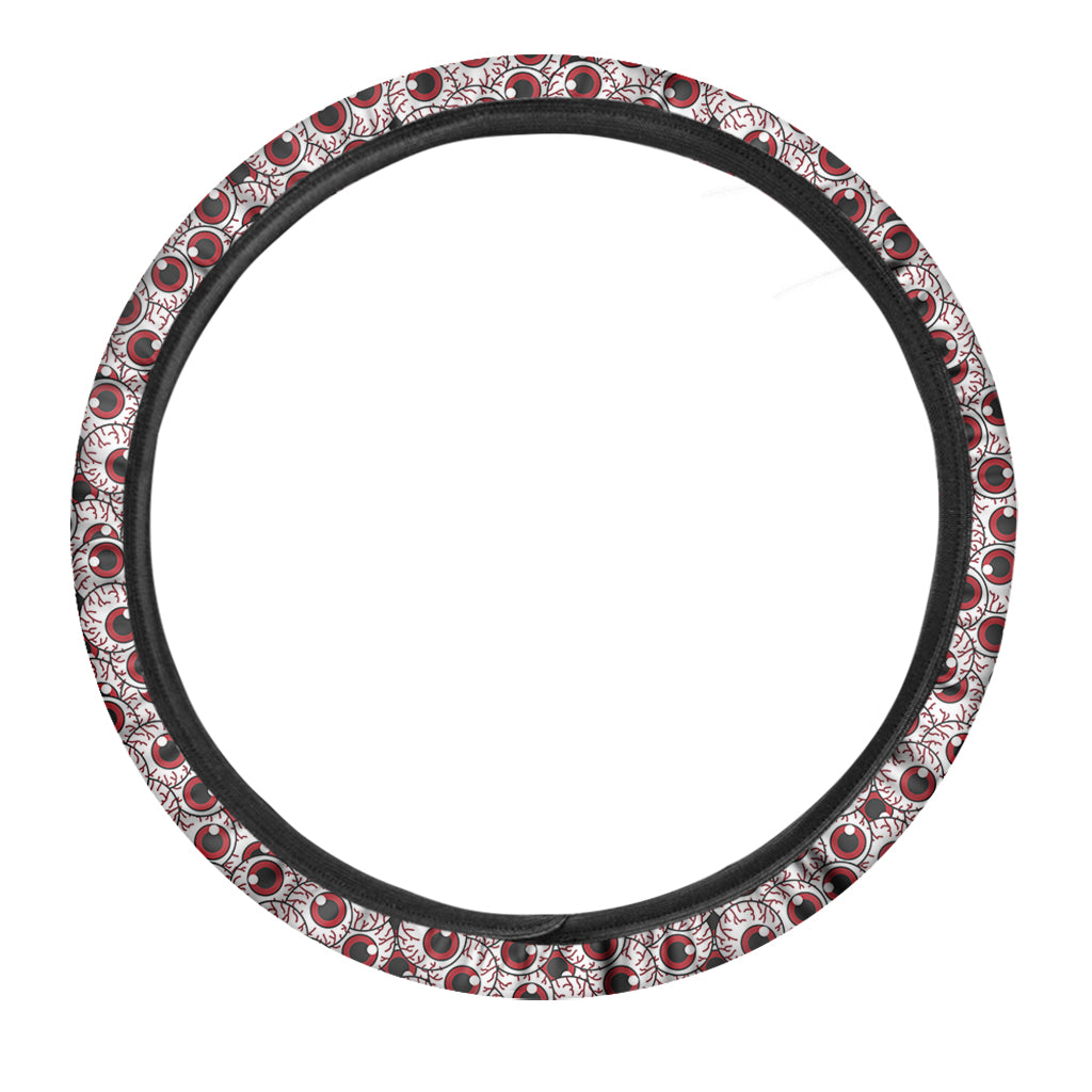 Creepy Red Eyeball Pattern Print Car Steering Wheel Cover