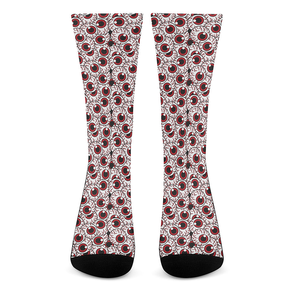 Creepy Red Eyeball Pattern Print Crew Socks