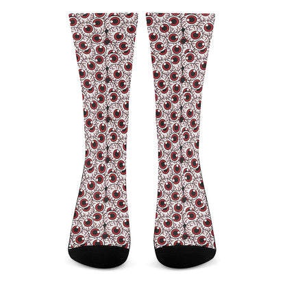 Creepy Red Eyeball Pattern Print Crew Socks