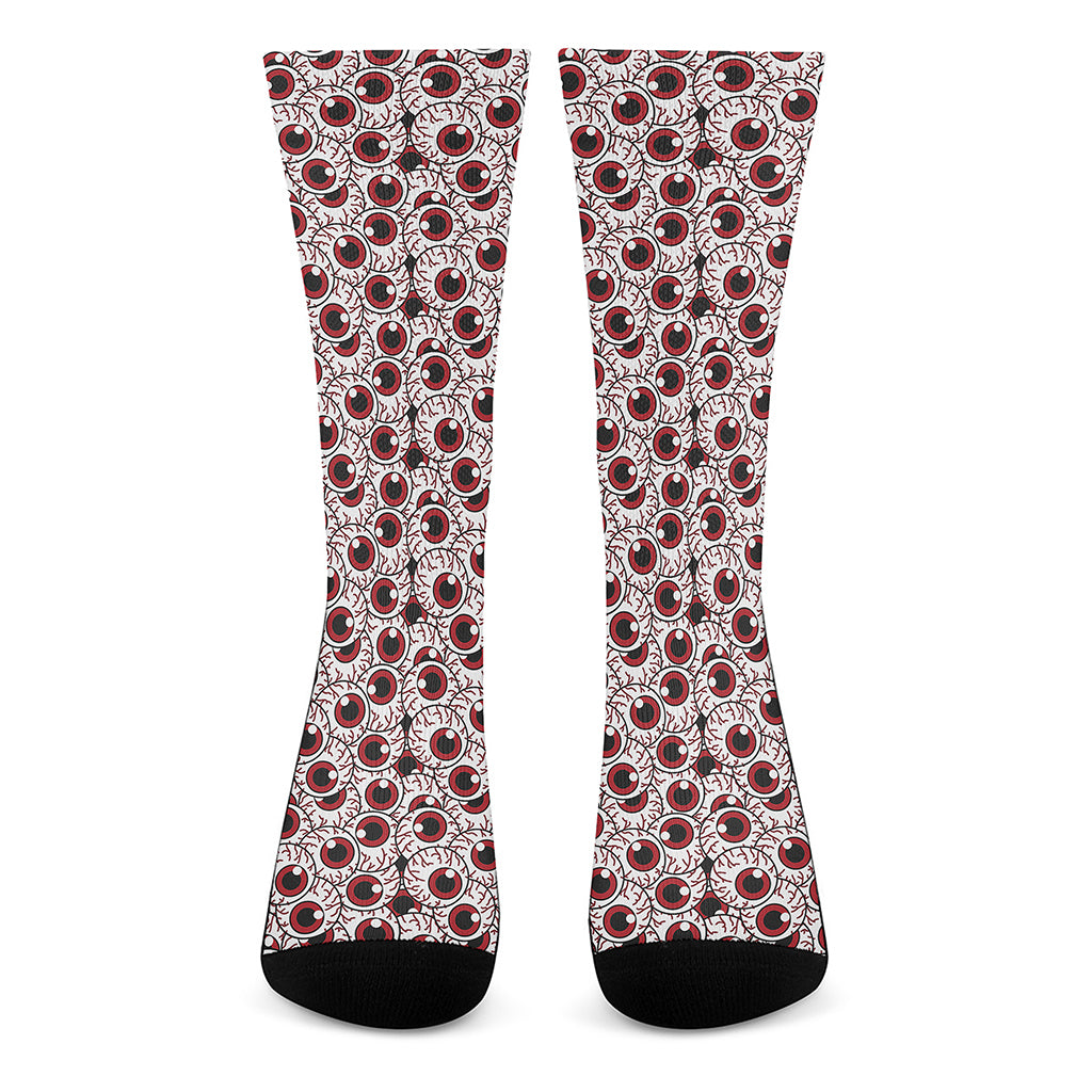 Creepy Red Eyeball Pattern Print Crew Socks