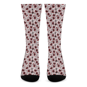 Creepy Red Eyeball Pattern Print Crew Socks