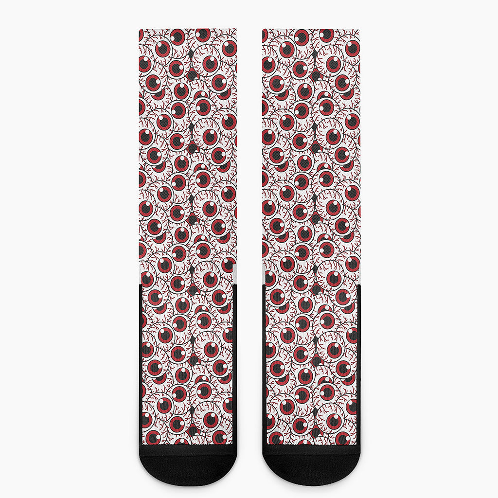 Creepy Red Eyeball Pattern Print Crew Socks