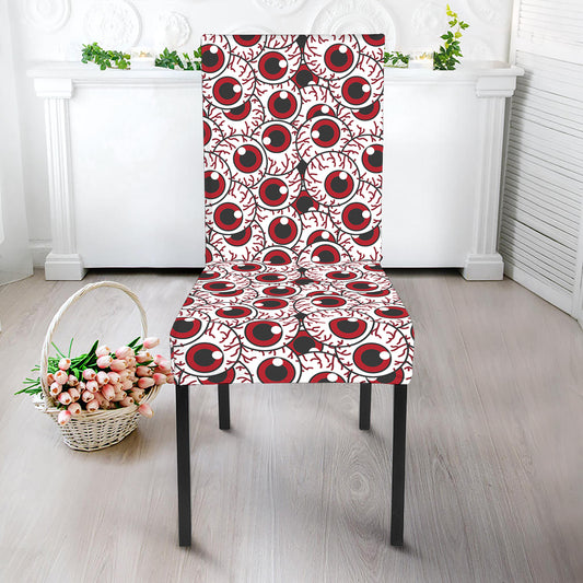 Creepy Red Eyeball Pattern Print Dining Chair Slipcover