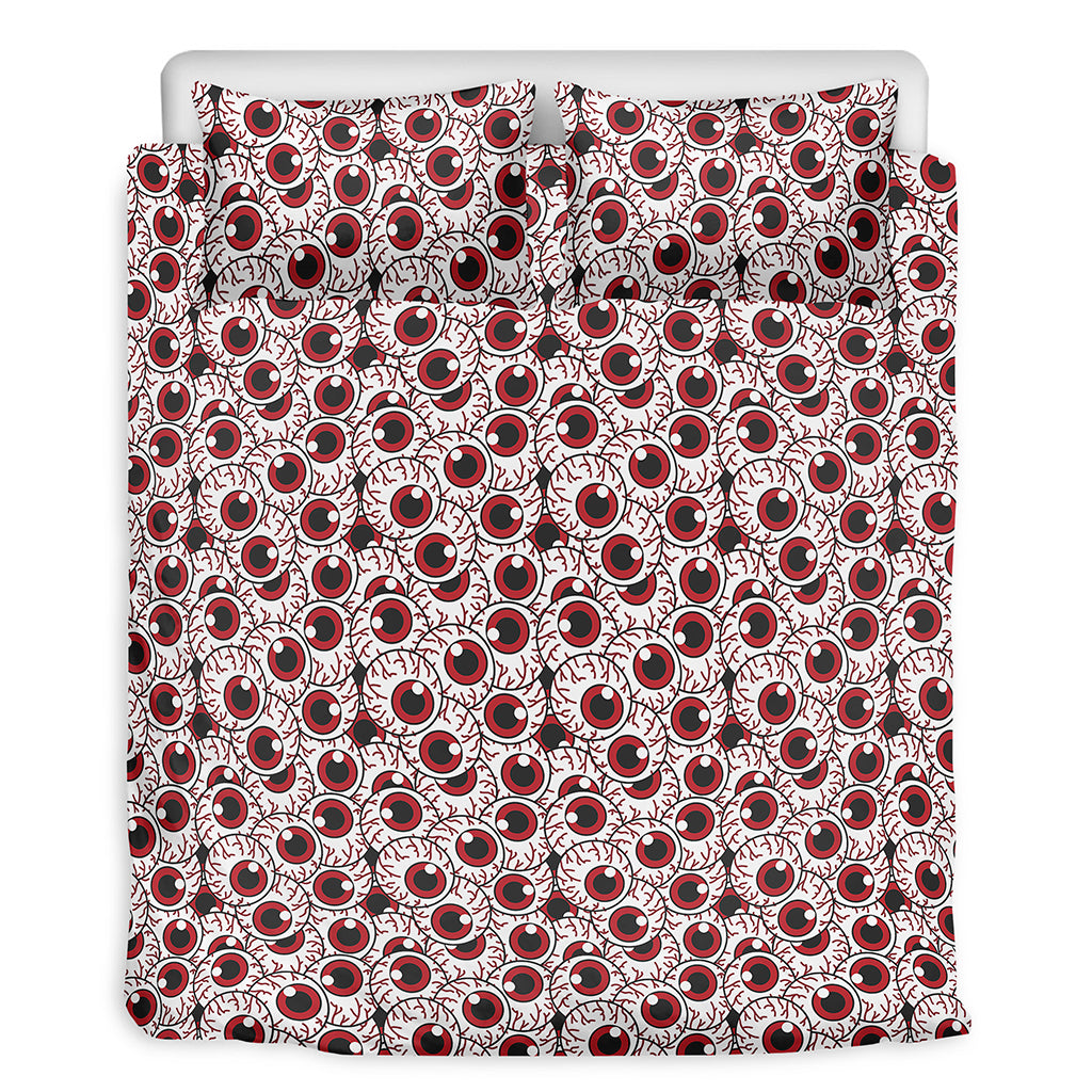 Creepy Red Eyeball Pattern Print Duvet Cover Bedding Set