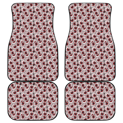 Creepy Red Eyeball Pattern Print Front and Back Car Floor Mats