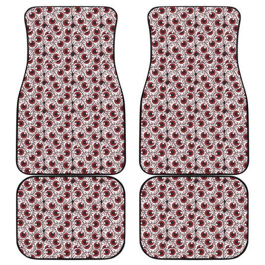 Creepy Red Eyeball Pattern Print Front and Back Car Floor Mats