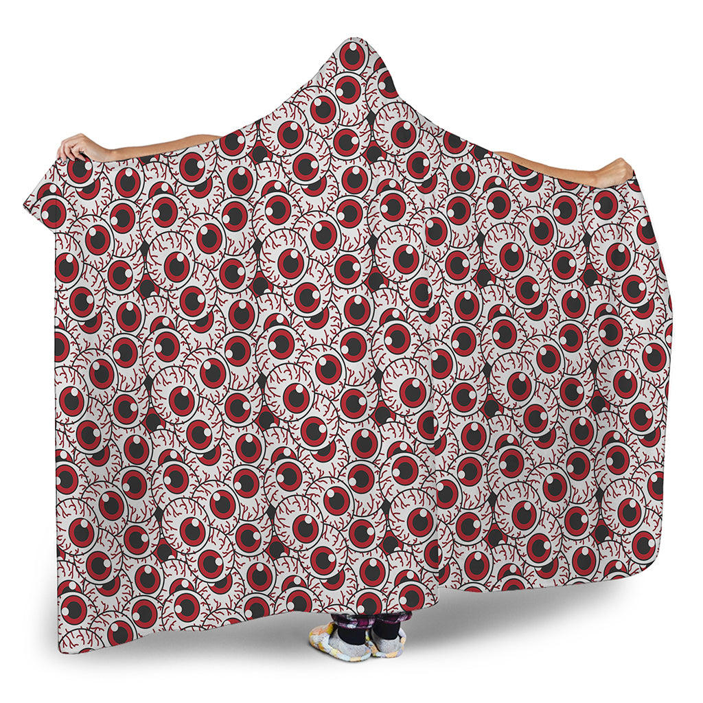 Creepy Red Eyeball Pattern Print Hooded Blanket