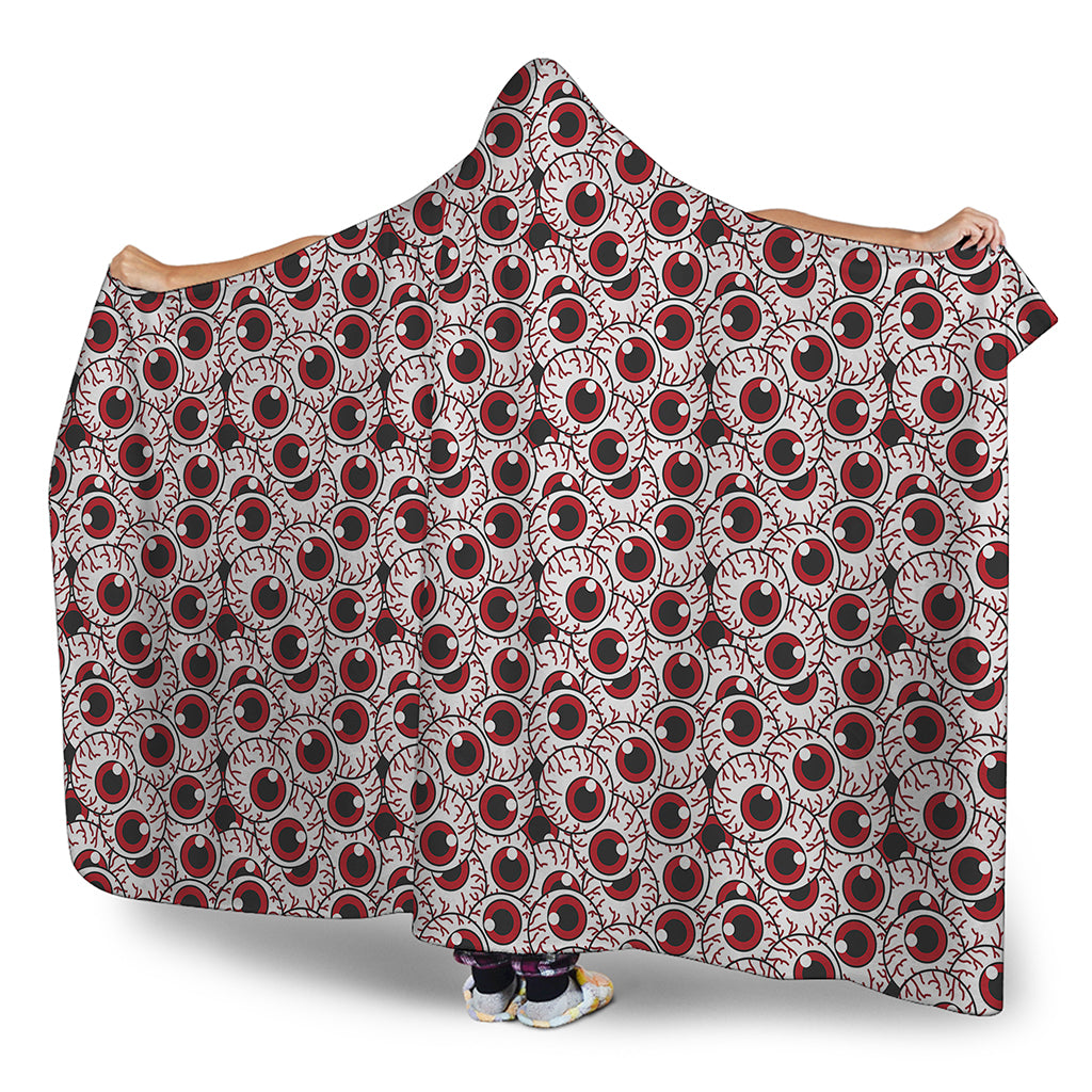 Creepy Red Eyeball Pattern Print Hooded Blanket