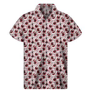 Creepy Red Eyeball Pattern Print Men's Short Sleeve Shirt