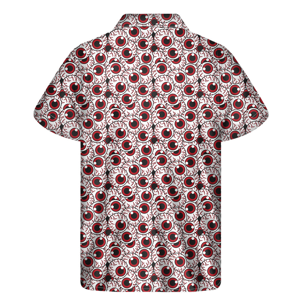 Creepy Red Eyeball Pattern Print Men's Short Sleeve Shirt