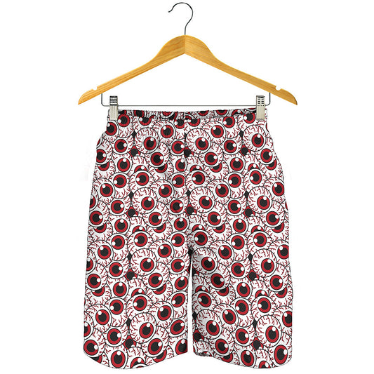 Creepy Red Eyeball Pattern Print Men's Shorts