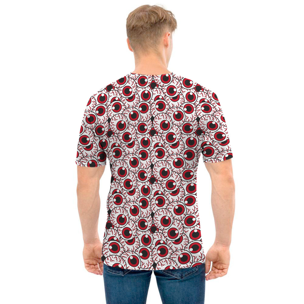 Creepy Red Eyeball Pattern Print Men's T-Shirt