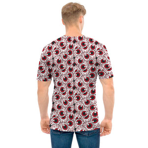 Creepy Red Eyeball Pattern Print Men's T-Shirt