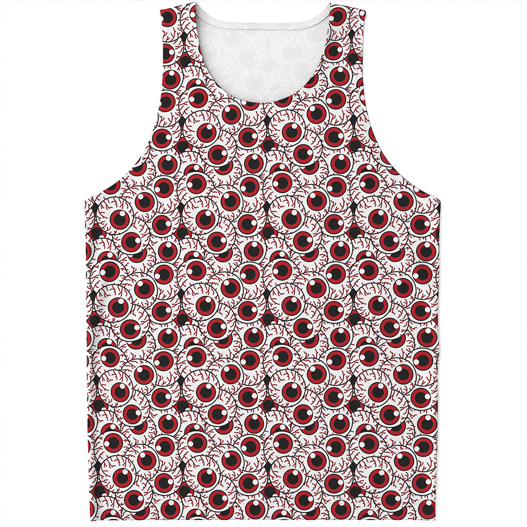 Creepy Red Eyeball Pattern Print Men's Tank Top