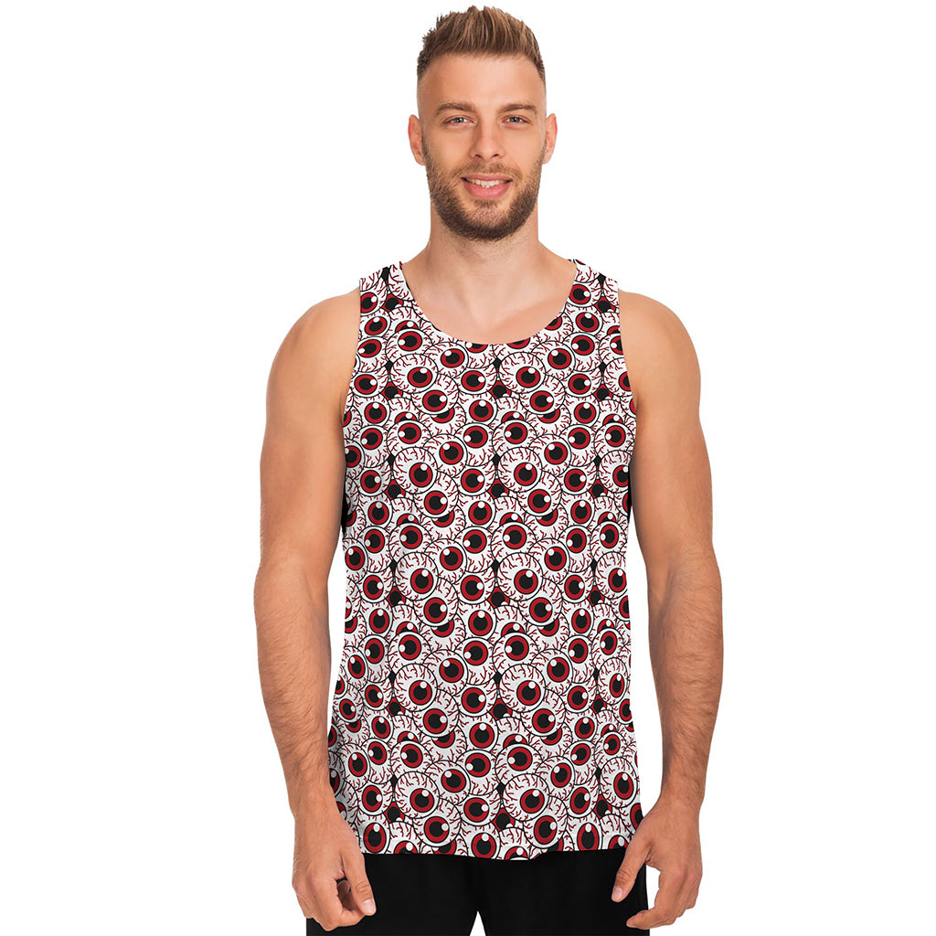 Creepy Red Eyeball Pattern Print Men's Tank Top