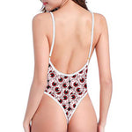 Creepy Red Eyeball Pattern Print One Piece High Cut Swimsuit