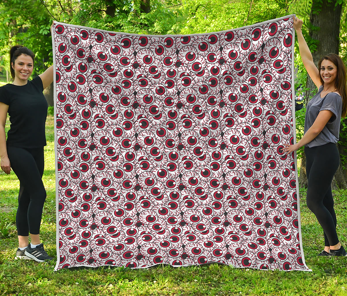 Creepy Red Eyeball Pattern Print Quilt