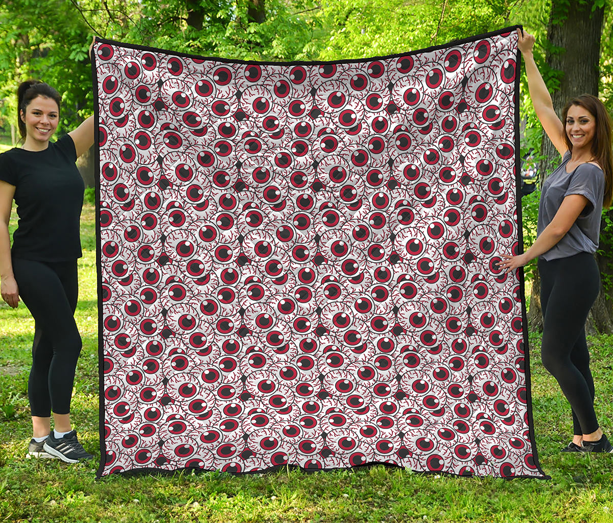 Creepy Red Eyeball Pattern Print Quilt