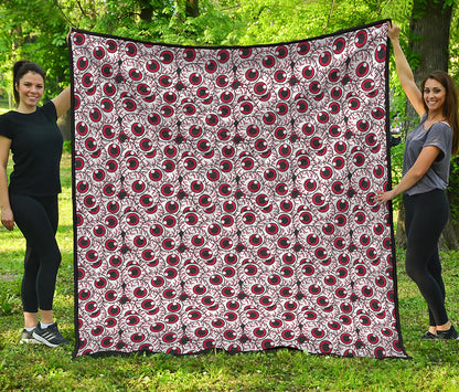 Creepy Red Eyeball Pattern Print Quilt
