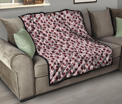 Creepy Red Eyeball Pattern Print Quilt