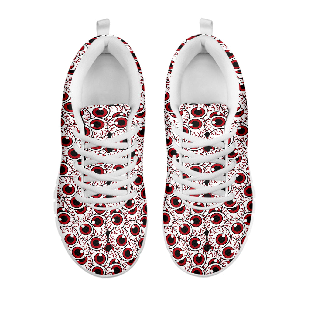 Creepy Red Eyeball Pattern Print White Sneakers