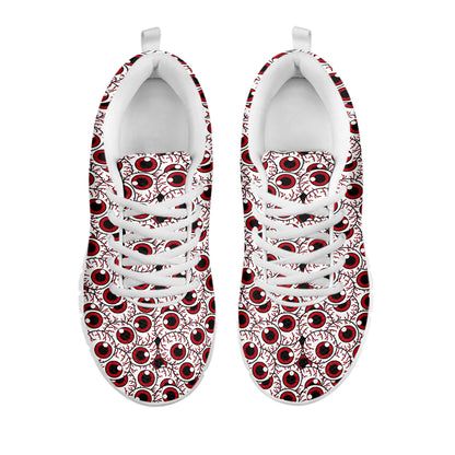 Creepy Red Eyeball Pattern Print White Sneakers