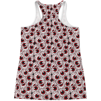 Creepy Red Eyeball Pattern Print Women's Racerback Tank Top