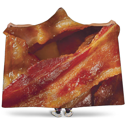 Crispy Bacon Print Hooded Blanket
