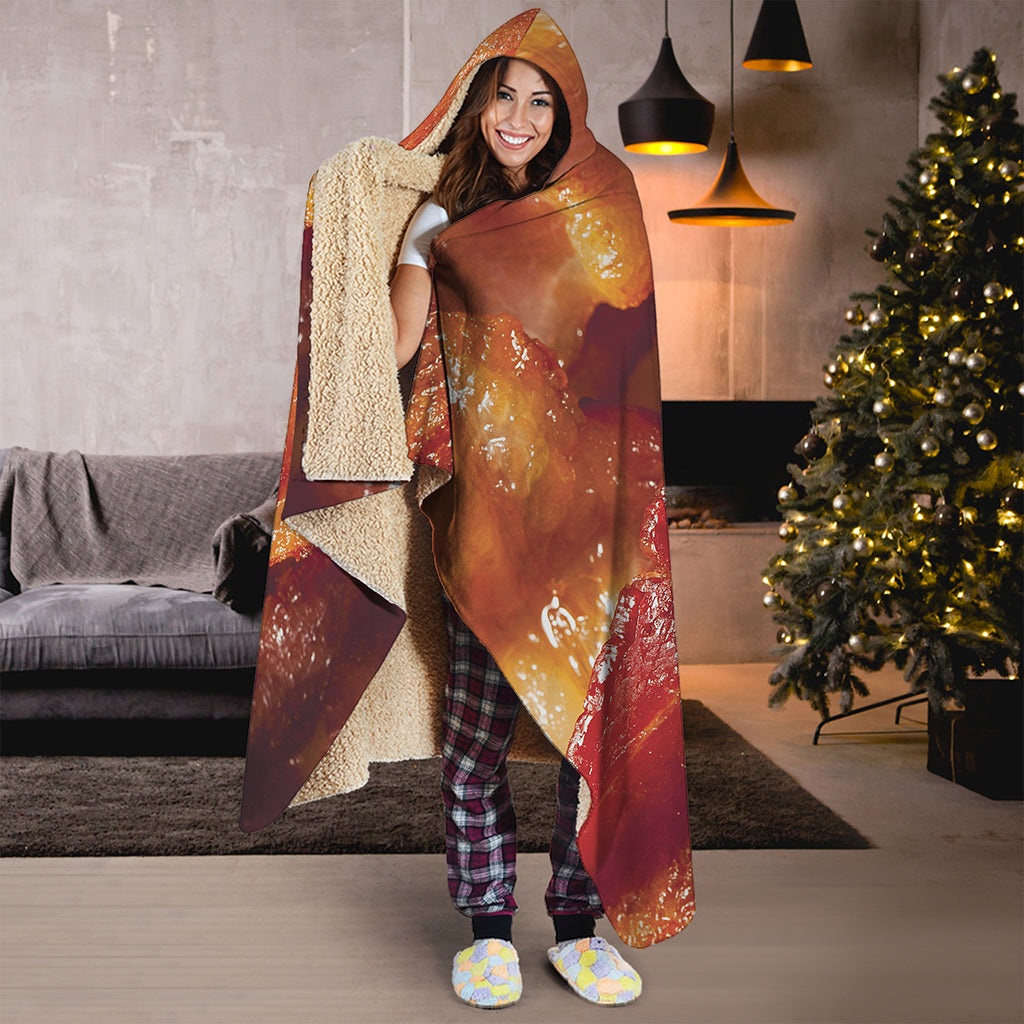 Crispy Bacon Print Hooded Blanket