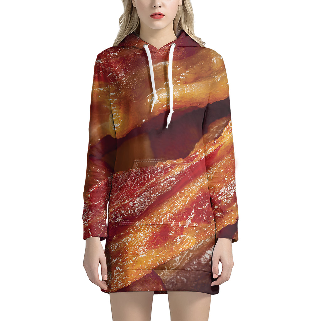 Crispy Bacon Print Hoodie Dress