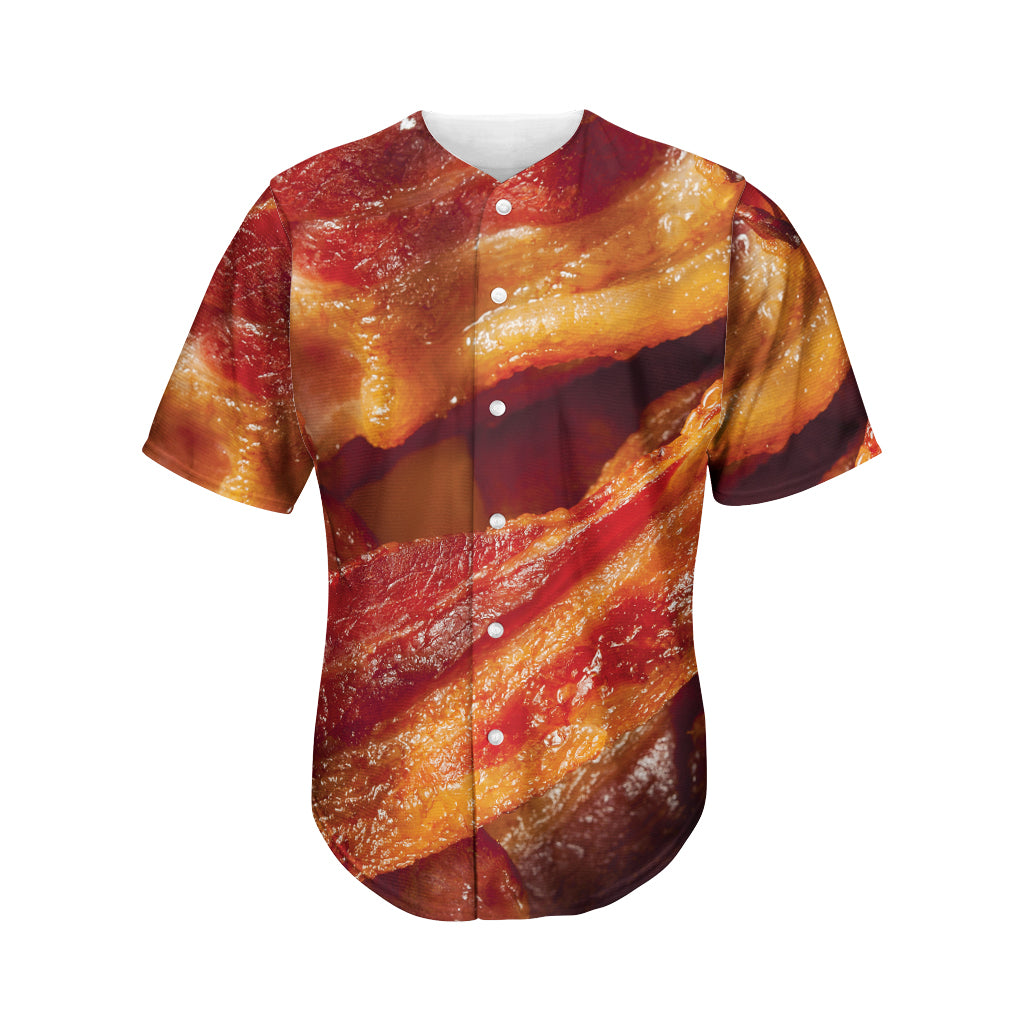 Crispy Bacon Print Men's Baseball Jersey