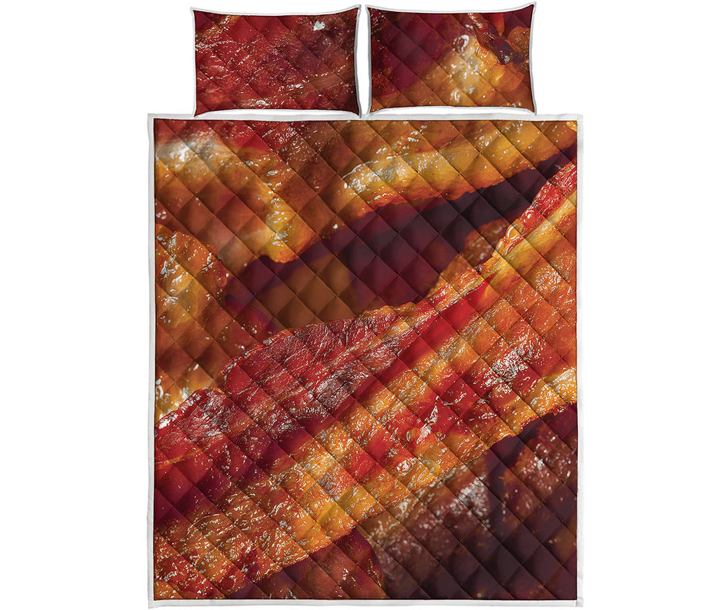 Crispy Bacon Print Quilt Bed Set