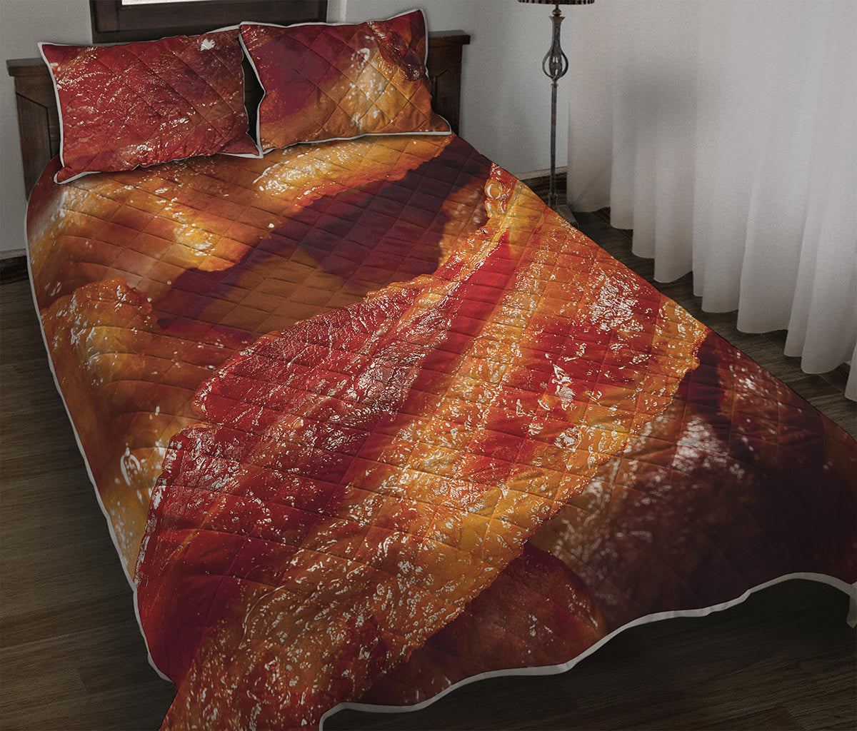 Crispy Bacon Print Quilt Bed Set