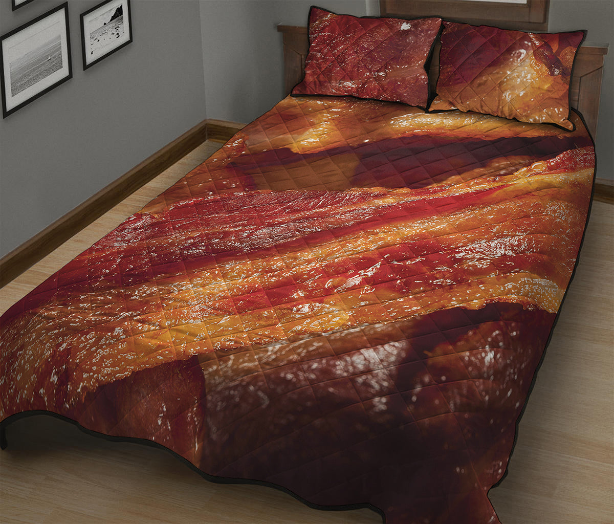 Crispy Bacon Print Quilt Bed Set