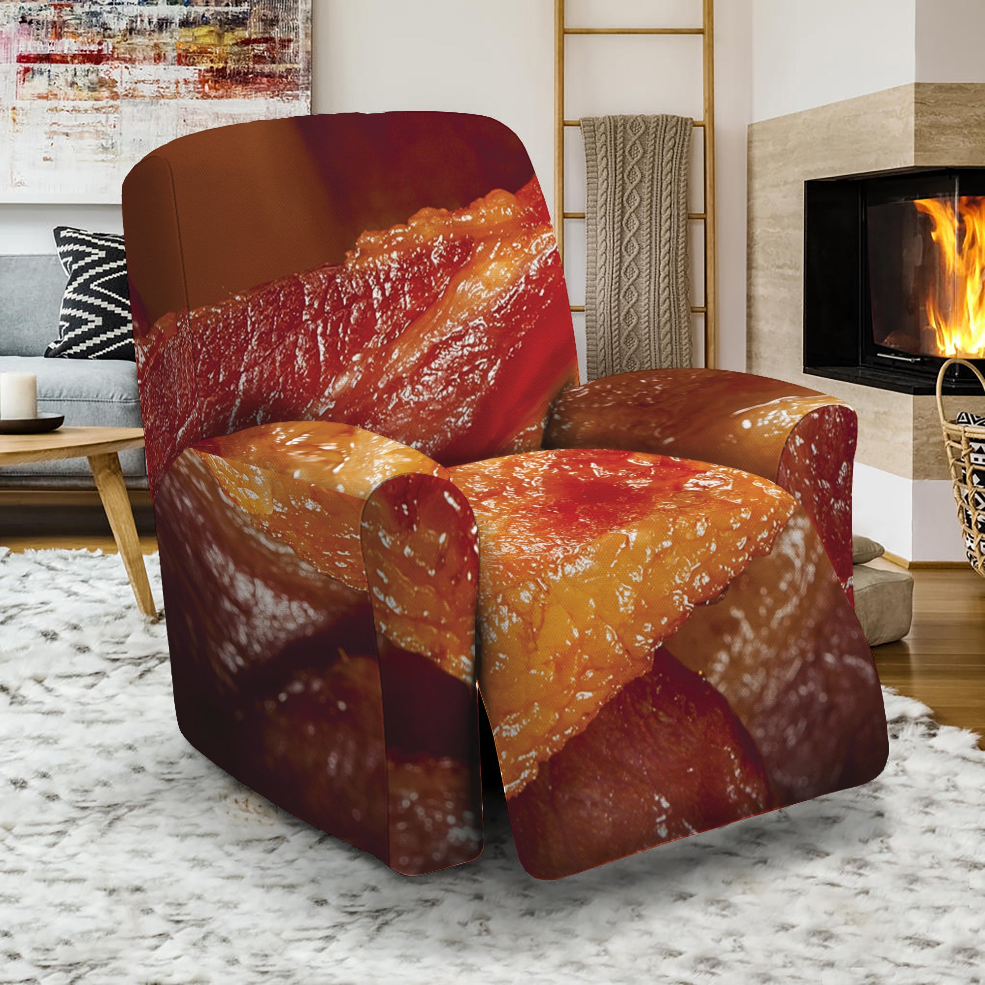 Crispy Bacon Print Recliner Slipcover