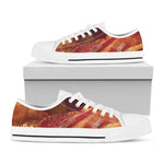 Crispy Bacon Print White Low Top Shoes