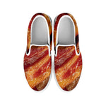 Crispy Bacon Print White Slip On Shoes