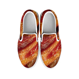 Crispy Bacon Print White Slip On Shoes