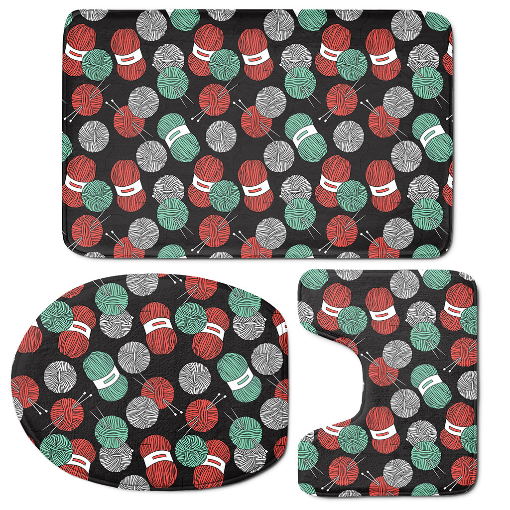 Crochet Yarn Pattern Print 3 Piece Bath Mat Set