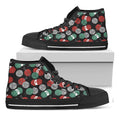 Crochet Yarn Pattern Print Black High Top Sneakers