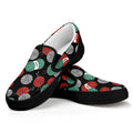 Crochet Yarn Pattern Print Black Slip On Sneakers
