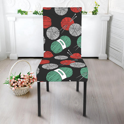 Crochet Yarn Pattern Print Dining Chair Slipcover